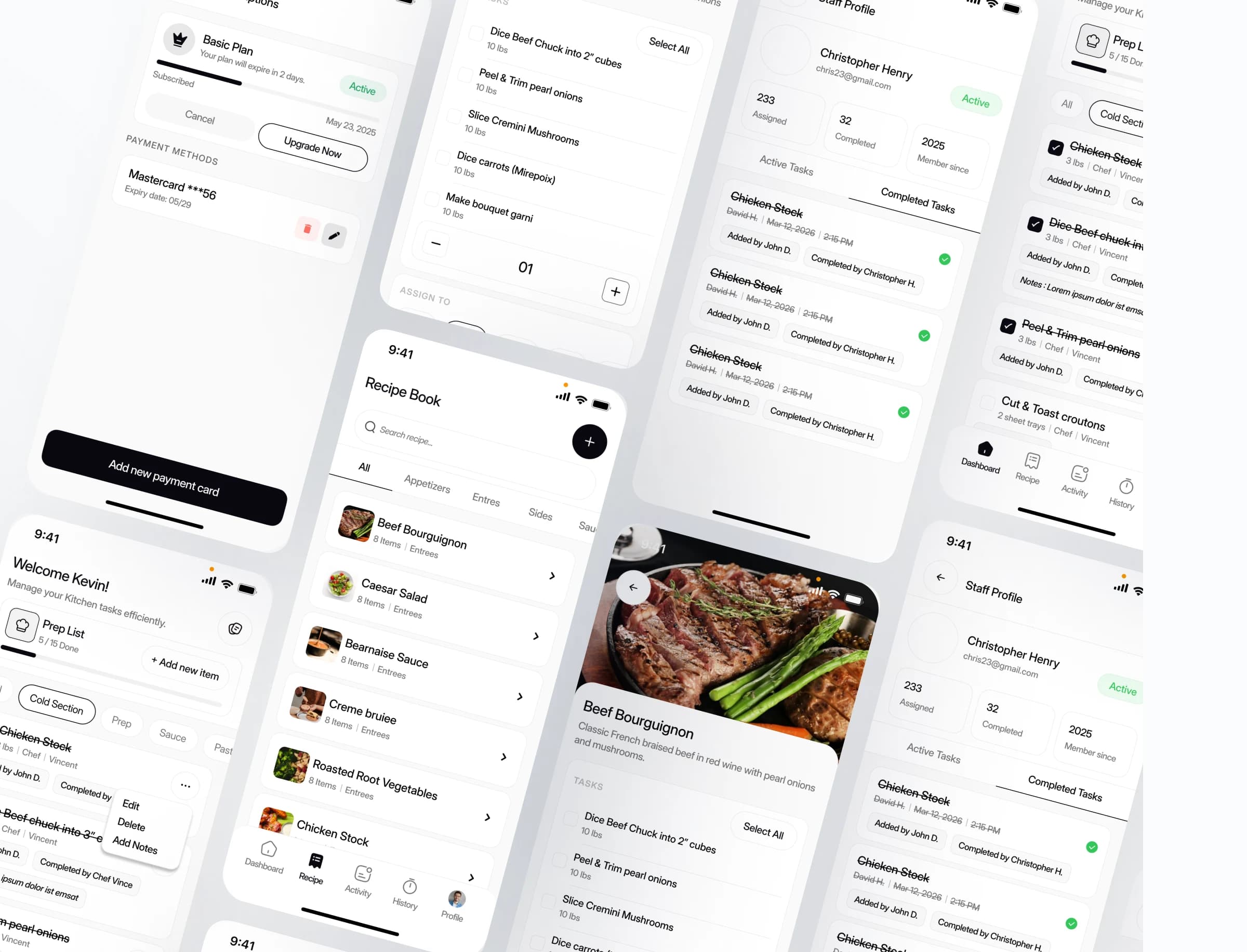 Preplist app screens